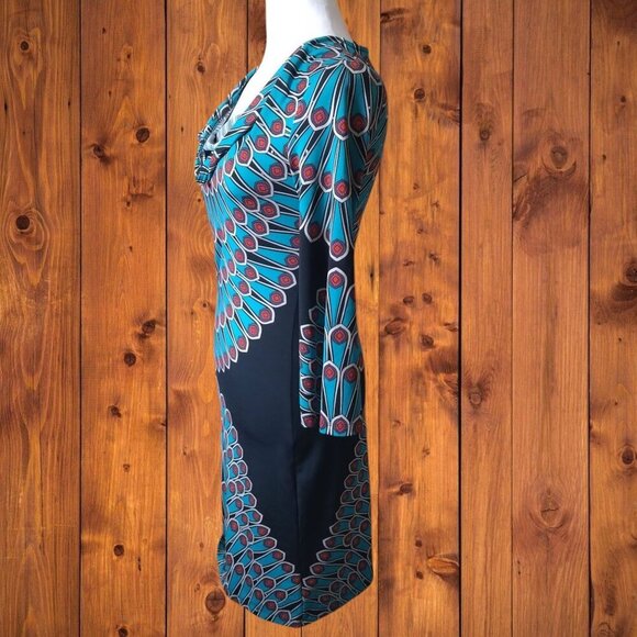 INTERNATIONAL CONCEPTS WOMEN'S XS MULTI-COLORED 3/4 SLEEVE DRESS COWL NECK - Picture 6 of 7